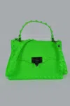 Fashnzfab Monotone Studded Clutch In Green