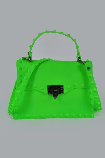 Fashnzfab Monotone Studded Clutch In Green