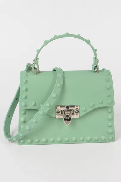 Fashnzfab Monotone Studded Clutch In Green