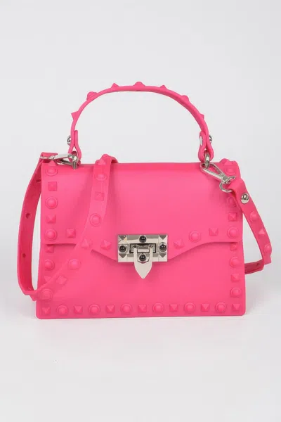 Fashnzfab Monotone Studded Clutch In Pink