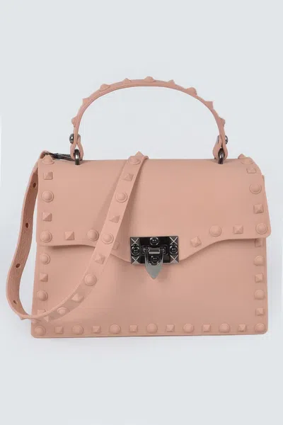 Fashnzfab Monotone Studded Clutch In Pink