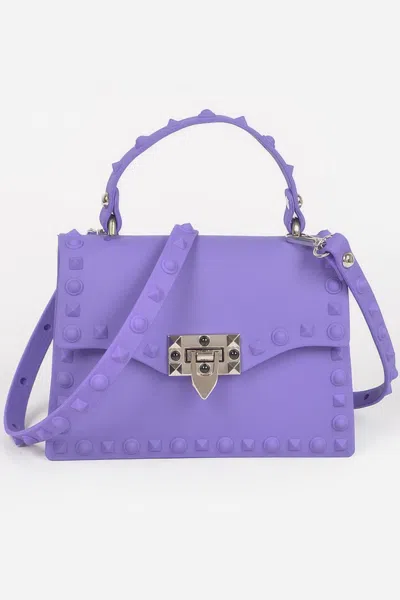 Fashnzfab Monotone Studded Clutch In Purple