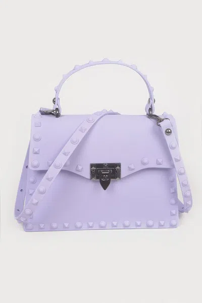Fashnzfab Monotone Studded Clutch In Purple