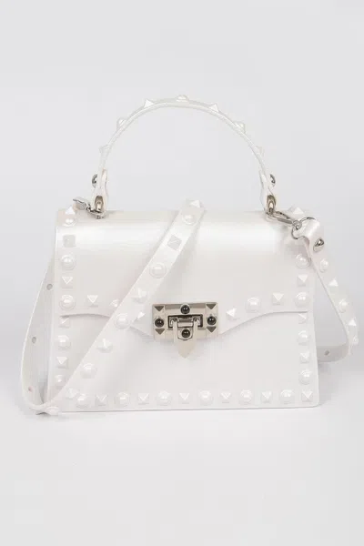 Fashnzfab Monotone Studded Clutch In White