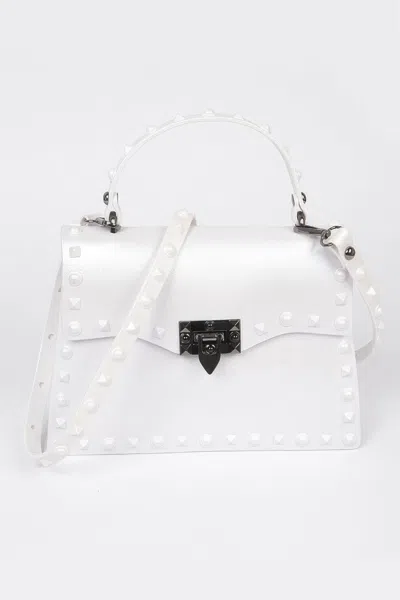 Fashnzfab Monotone Studded Clutch In White