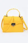 Fashnzfab Monotone Studded Clutch In Yellow