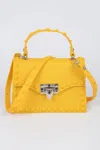 Fashnzfab Monotone Studded Clutch In Yellow