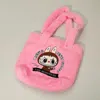 Fashnzfab Monster Bunny Character Embroidered Faux Fur Plush Tote Bag In Pink