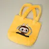 Fashnzfab Monster Bunny Character Embroidered Faux Fur Plush Tote Bag In Yellow
