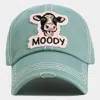 Fashnzfab Moody Message Cow Vintage Baseball Cap In Green