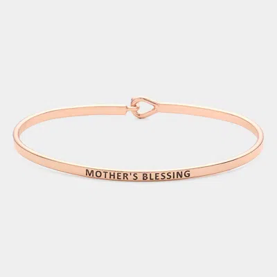 Fashnzfab Mother's Blessing Brass Thin Metal Hook Bracelet Rose Gold In Multi