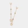 Fashnzfab Mother Of Pearl Butterfly Shamballa Ball Link Dropdown Earrings In Multi
