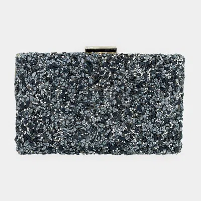 Fashnzfab Mother Of Pearl Cluster Clutch / Crossbody Bag In Black