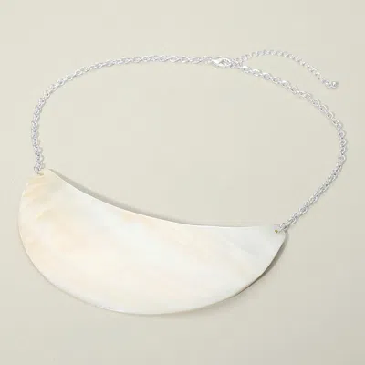 Fashnzfab Mother Of Pearl Curved Plate Statement Necklace In Multi