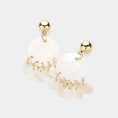 Fashnzfab Mother Of Pearl Disc Dangle Earrings - Mother Of Pearl In Gold