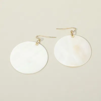 Fashnzfab Mother Of Pearl Disc Drop Dangle Earrings In White