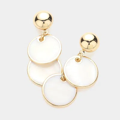 Fashnzfab Mother Of Pearl Disc Link Dangle Earrings In Gold