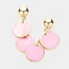 Fashnzfab Mother Of Pearl Disc Link Dangle Earrings In Pink