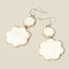 Fashnzfab Mother Of Pearl Double Flower Link Drop Dangle Earrings In Gold
