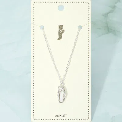 Fashnzfab Mother Of Pearl Flip Flop Charm Anklet In White