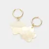 Fashnzfab Mother Of Pearl Flower Pointed Dangle Huggie Earrings In Multi