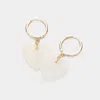 Fashnzfab Mother Of Pearl Heart Dangle Huggie Earrings In Multi