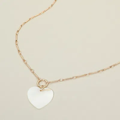 Fashnzfab Mother Of Pearl Heart Pendant Necklace In Gold
