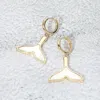 Fashnzfab Mother Of Pearl Inlay Whale Tale Dangle Earrings In Multi