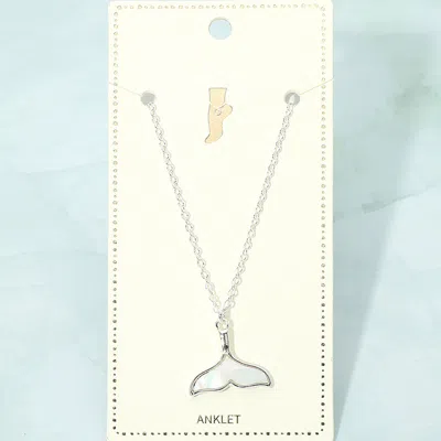 Fashnzfab Mother Of Pearl Mermaid Tale Charm Anklet In White
