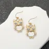 Fashnzfab Mother Of Pearl Owl Dangle Earrings - Gold, Mother Of Pearl In Multi