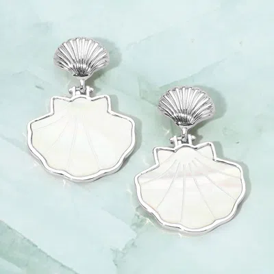 Fashnzfab Mother Of Pearl Shell Drop Dangle Earrings In Green