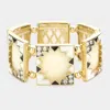 Fashnzfab Mother Of Pearl Square Stretch Bracelet White In White