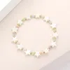 Fashnzfab Mother Of Pearl Star Stretch Bracelet Cream, Gold, Mother Of Pearl In Multi
