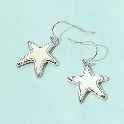 Fashnzfab Mother Of Pearl Starfish Dangle Earrings In Multi