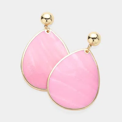 Fashnzfab Mother Of Pearl Teardrop Disc Dangle Earrings - Pink In Gold