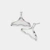 Fashnzfab Mother Of Pearl Whale Tail Stud Earrings In Silver