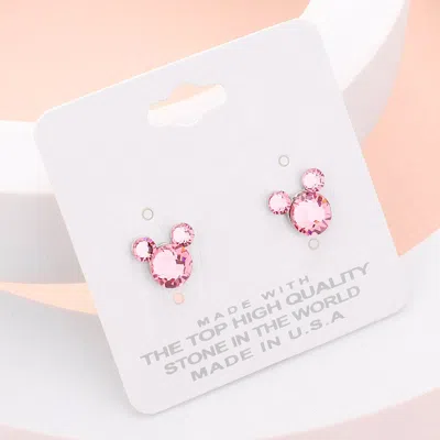 Fashnzfab Mouse Character Stud Earrings - Pink