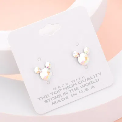 Fashnzfab Mouse Character Stud Earrings - Ab In Silver