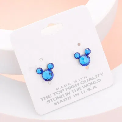 Fashnzfab Mouse Character Stud Earrings In Blue