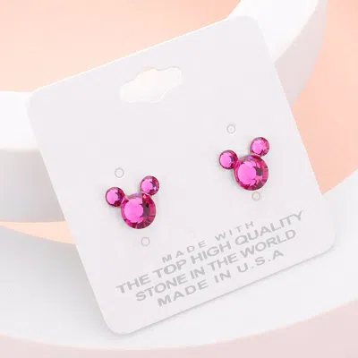 Fashnzfab Mouse Character Stud Earrings In Pink