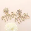 Fashnzfab Mrs Rhinestone Embellished Message Dangle Earrings In Multi