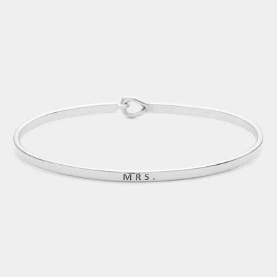 Fashnzfab Mrs. Thin Brass Metal Hook Bracelet Rhodium In Multi