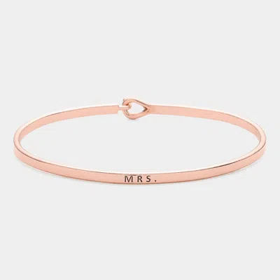 Fashnzfab Mrs. Thin Brass Metal Hook Bracelet Rose Gold In Multi