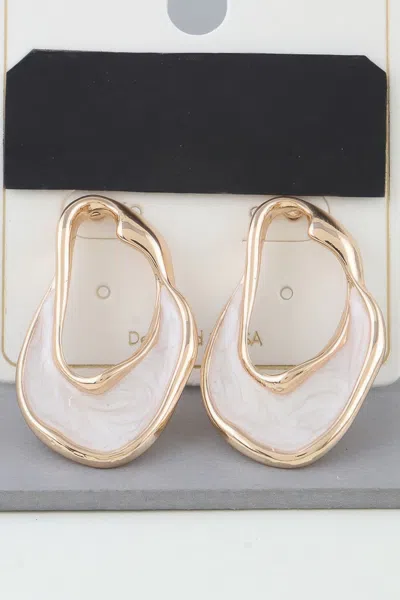 Fashnzfab Multi Abstract Marble Ripple Earrings In Gold