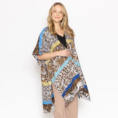 Fashnzfab Multi Animal Printed Cover Up Kimono Poncho