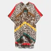 Fashnzfab Multi Animal Printed Cover Up Kimono Poncho In Multi