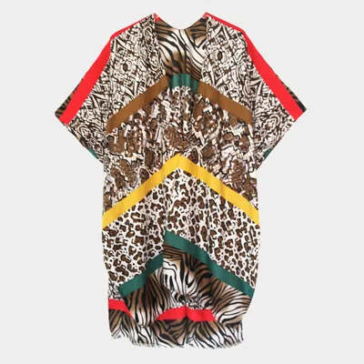 Fashnzfab Multi Animal Printed Cover Up Kimono Poncho