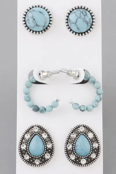 Fashnzfab Multi Antique Earrings Set In Blue