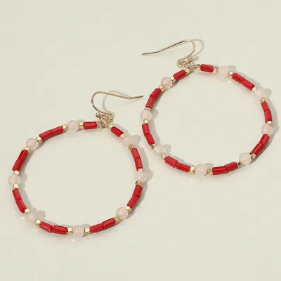 Fashnzfab Multi Bead Ball Open Circle Dangle Earrings