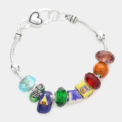Fashnzfab Multi Bead Cap Shoe Bracelet Antique Silver, Multi